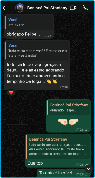 Beninca, pai da aluna Sthefany - Toronto Canadá